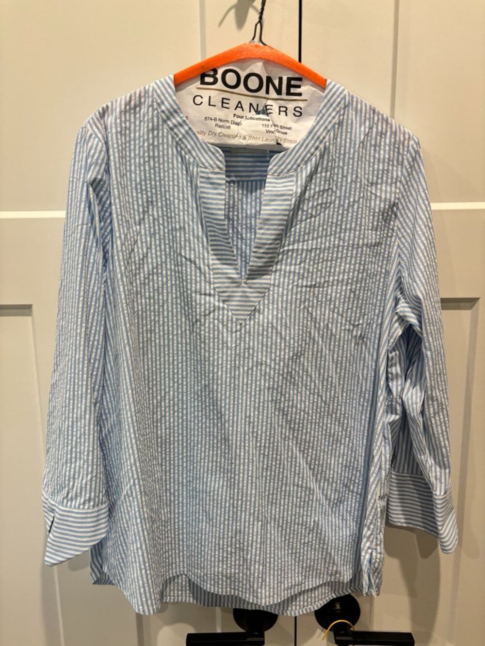 Vineyard Vines Savannah Harbor Performance Popover Top Blue & White Stripe Women